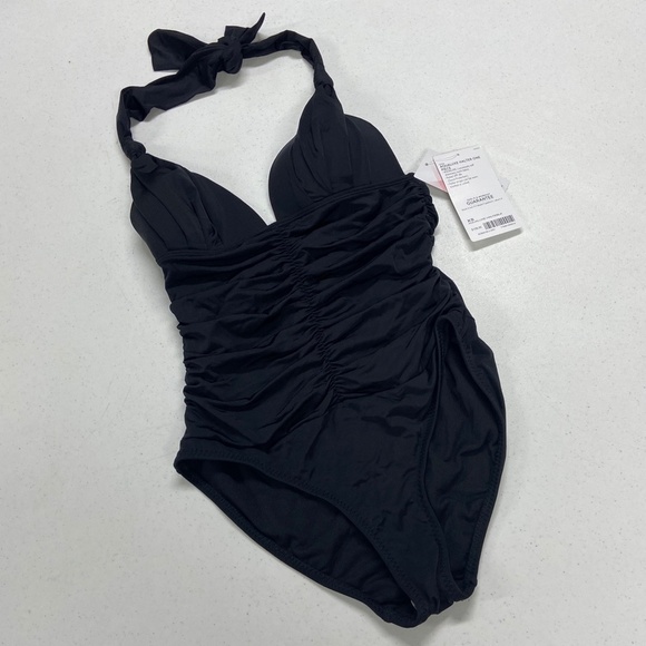 Athleta Aqualuxe Black Halter One Piece Swim Suit - Picture 3 of 6